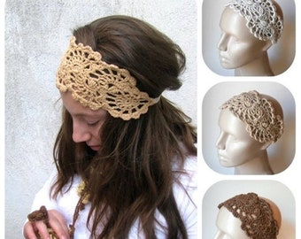 ON SALE 10% SALE Summer Boho Beach Bandana_Crochet Hairband_Bridal Headband_Womens Head Piece_Bridal Hair Accessories_Beach Hairband