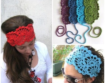 ON SALE 10% SALE Boho Headband_Summer Bohemian Hairband_Crochet Head Wrap_Womens Crochet Hairband_Summer Hair Fashion Accessories_Crochet Bo