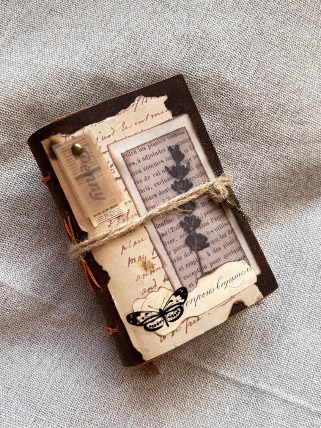 Handmade Rading Journal Handmade Leather Junk Journal, Mini Art Journal 4x2.7, Coffee Crazy ...