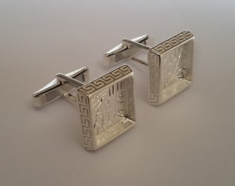 2 solid sterling silver 925 Square Cufflinks blank findings for Jewelry designer(12.20 mm square bezel )