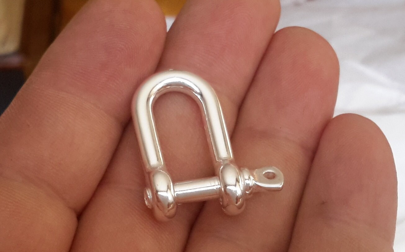 1 Solid Sterling Silver 925 Plain Shackle bracelet clasp key Etsy