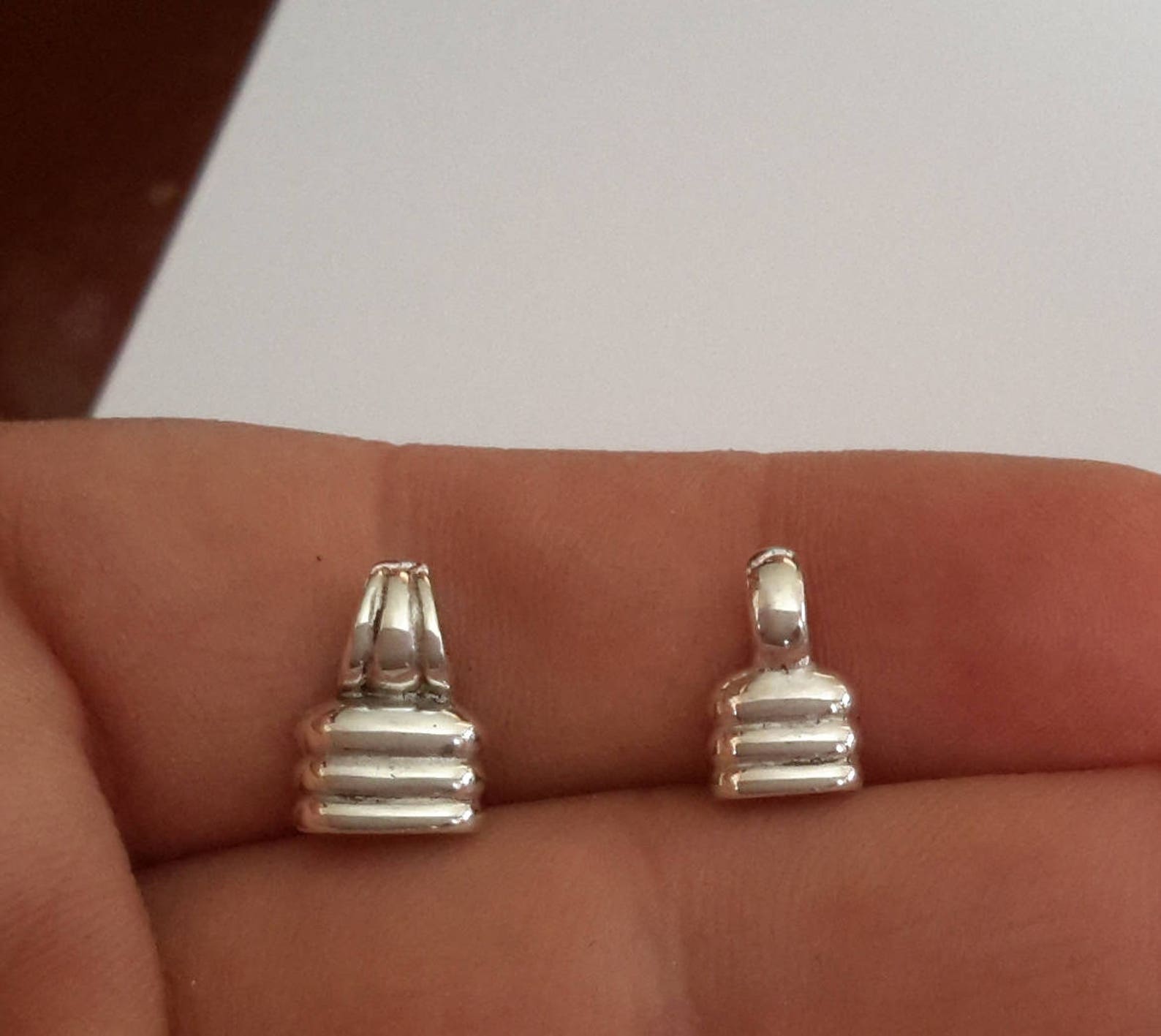 6 Sterling Silver 925 Flat leather / chain End Caps beads Etsy