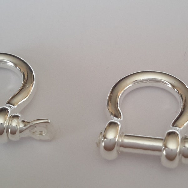 2 Solid Sterling Silver Mini 925 Shackle bracelet clasp key chain beads