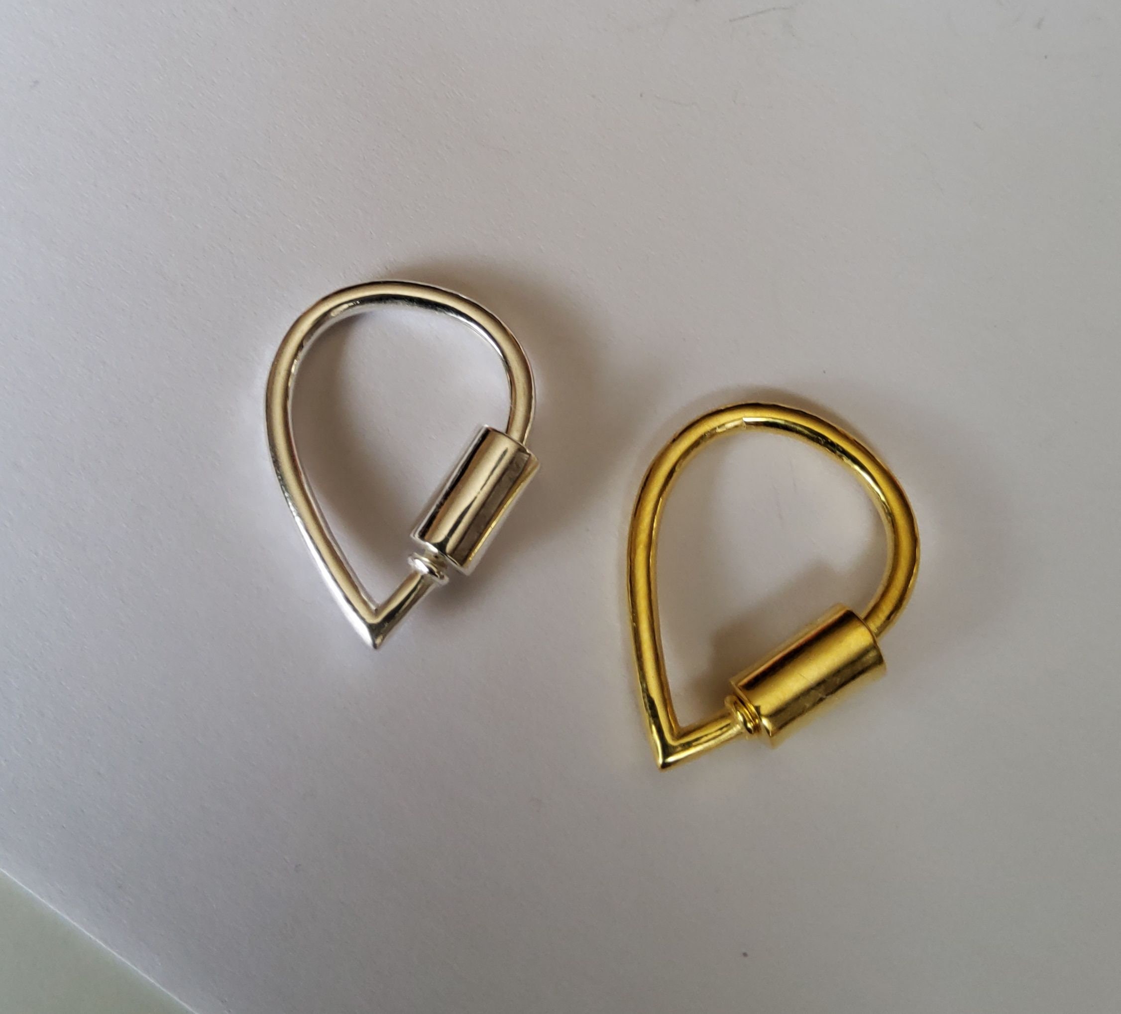 1 Solid Sterling Silver 925 Teardrop Clasp Shortener Key Chain Ring Keyring Key Ring Screw Lock FOR DESIGNERS Silver and Gold Filled Etsy