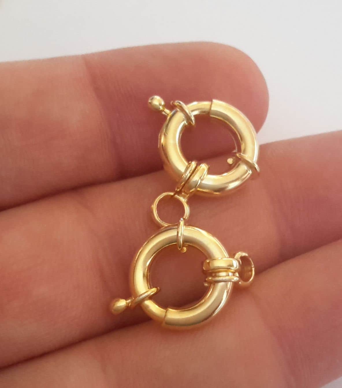 2 Sterling Silver 925 Gold Plated 14k 18k 24k Spring Ring Clasp Connector bead Bolt clasp Small,Medium,Large,Very Large Sizes