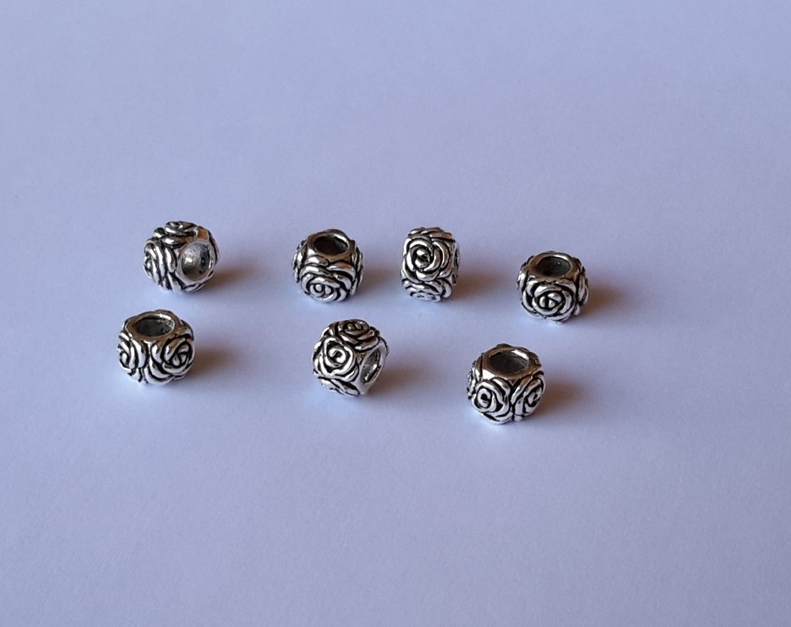 925 Sterling Silver Rose Flower Filigree Bead - Fits 3mm European Charm Bracelets & Necklaces, Antique Silver Finish - View #13