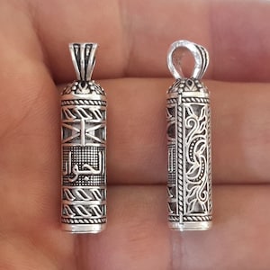 1 Sterling Silver 925 Locket Dua Quran Muslim Jawshan Cevsen Talisman Islamic Stash Vial Pendant Prayer Box Tube With El Cevvad  الجواد