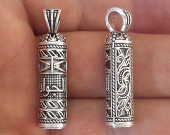 1 Sterling Silver 925 Locket Dua Quran Muslim Jawshan Cevsen Talisman Islamic Stash Vial Pendant Prayer Box Tube With El Cevvad  الجواد