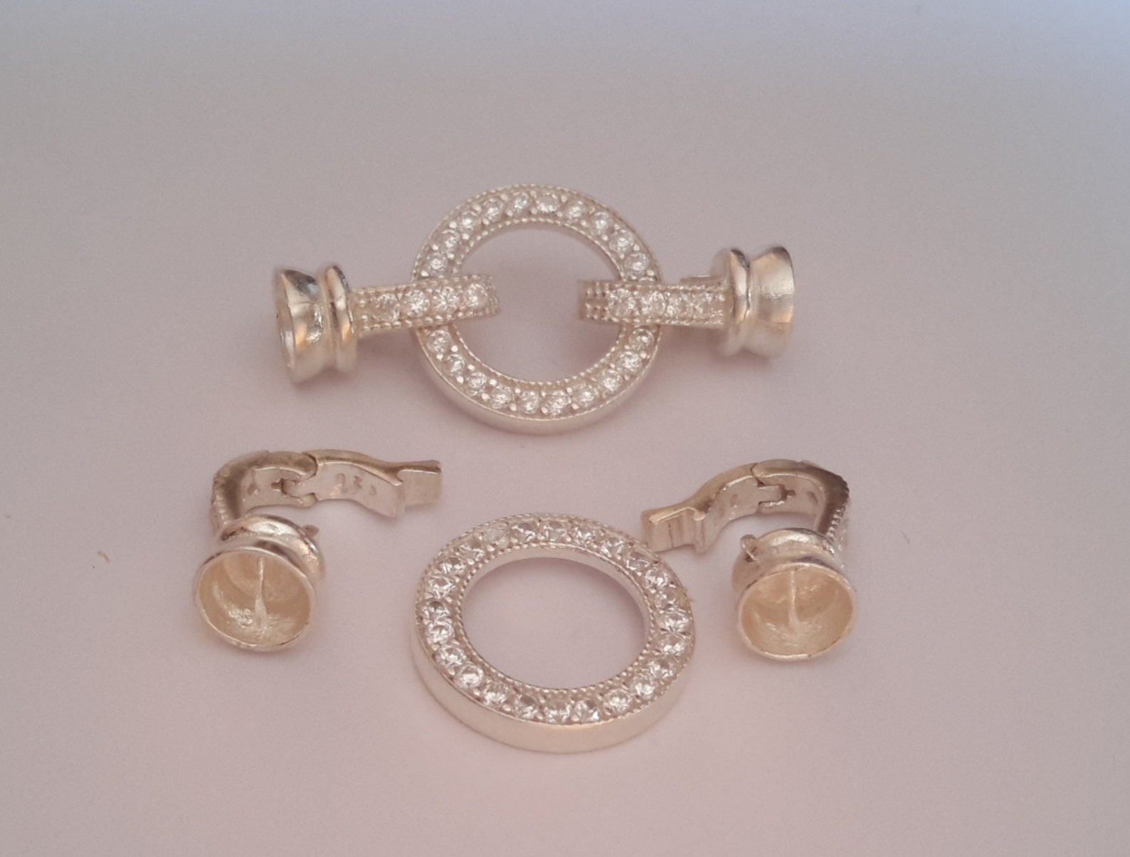 Gold Plated 925 Sterling Silver Peanut Shortener Pearl Enhancer Click Clasp #99028