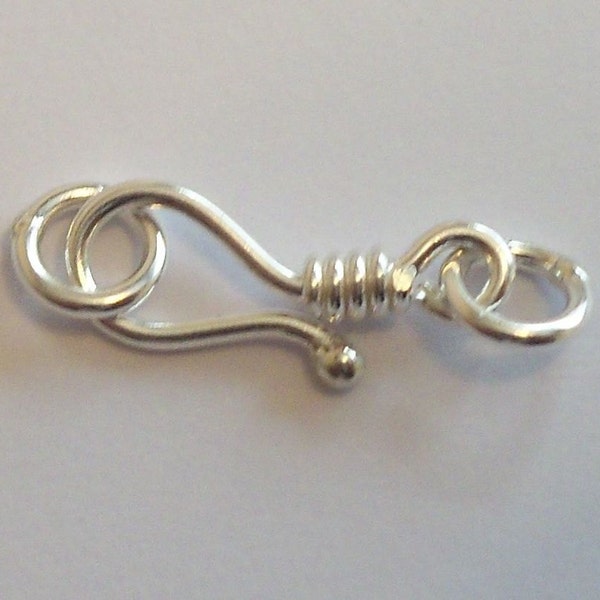 2 Sterling Silver Hook and Eye Clasp (16 ga thick Wire) in 3 sizes