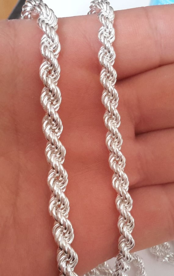 Silver twisted rope chain deals