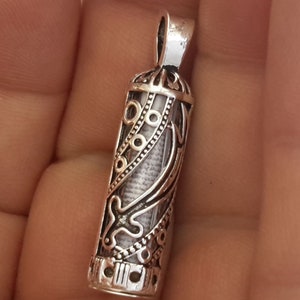 1 Sterling Silver 925 Dua Quran Muslim Jawshan Cevsen Talisman Islamic Stash Vial Pendant Prayer Box Tube With Zulfiqar