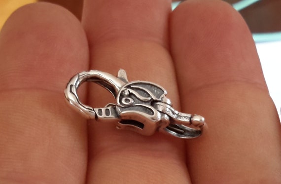 Sterling Silver 925 Double Head Dragon Lock Lobster Clasp Bead
