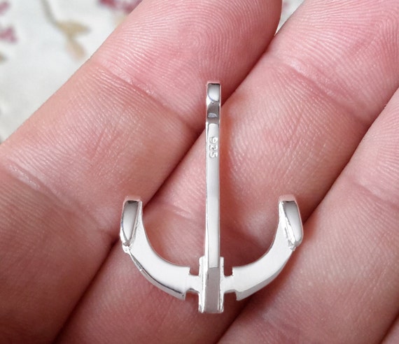 1 Sterling Silver 925 Bright Mariner Anchor Hook Cord Leather 