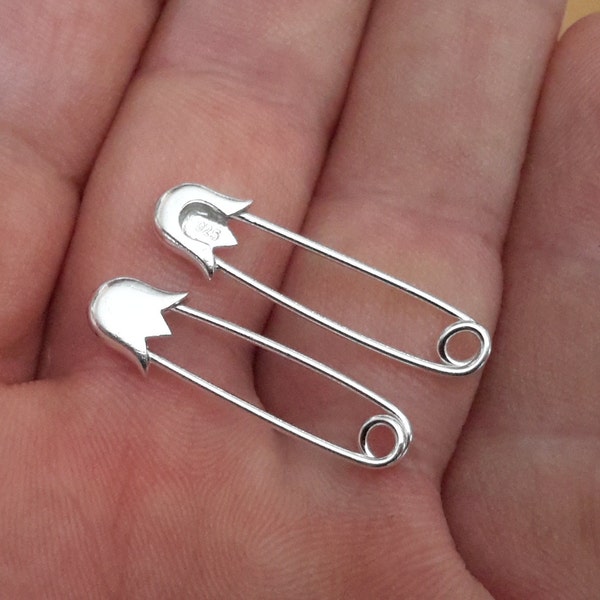 2 Solid Sterling Silver 925 Tulip Safety Pin Nappy Pin Breloques de couches bails fermoir perles