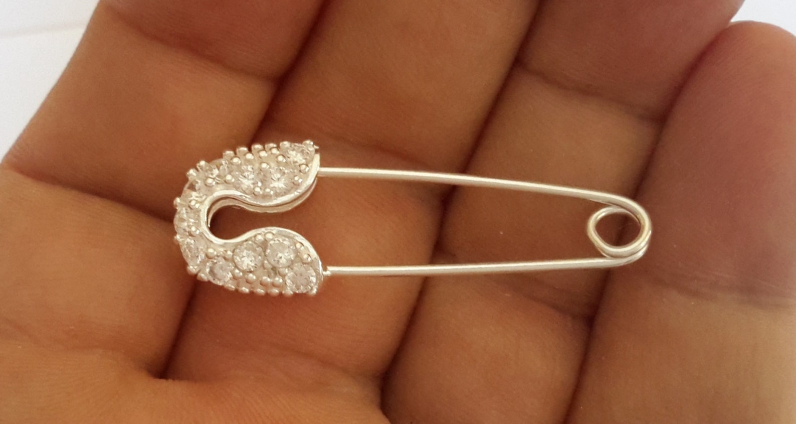 1 Solid Sterling Silver 925 Safety Pin Bail Nappy Pin Diaper Etsy