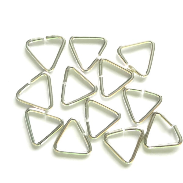 12 Solid Sterling Silver 925 triangle Open jump rings connector bails beads