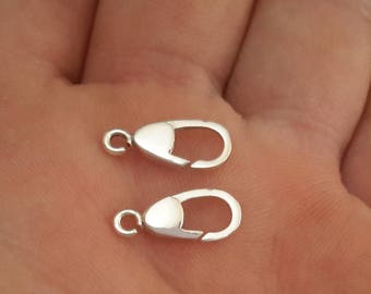 4 Sterling Silver trigerless Lobster Clasp with inbuilt connector open ring