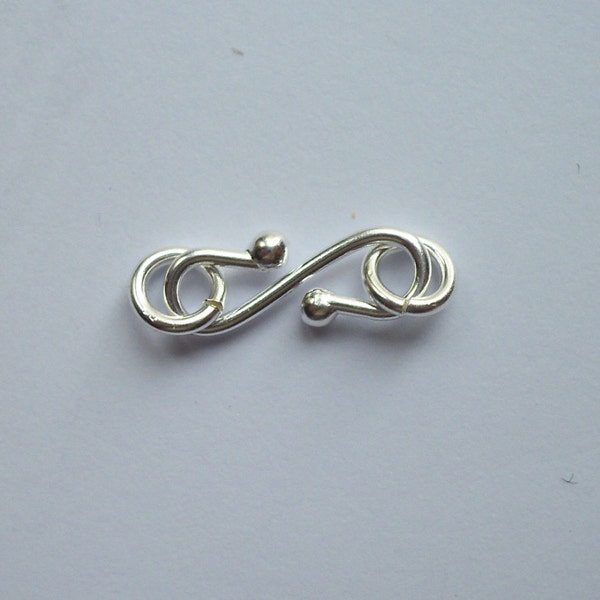 4 Solid Sterling Silver 925, S Hook Clasp Set (16 ga Wire) beads S,M,L