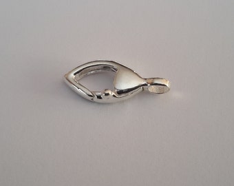 4 Sterling Silver 925 Plain Push on Oval Tension trigger Lobster Clasp beads