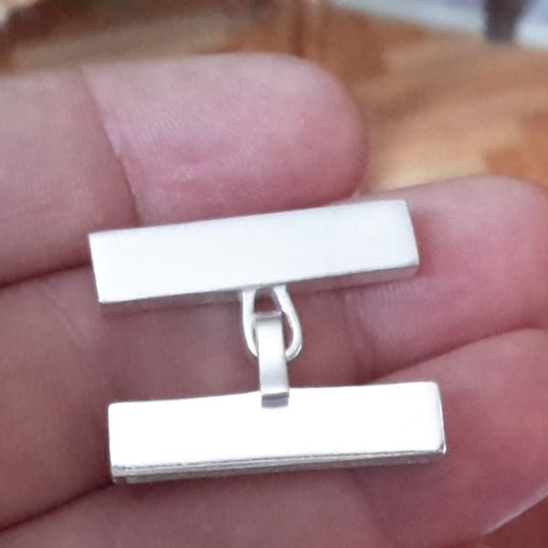 1 Solid Sterling Silver 925 Very Large Bright Flat Rectangular Endcap end cap Clasp set bead Sizes: 25mm, 20mm, 15mm