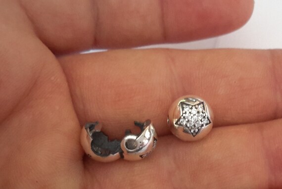 Solid 925 Sterling Silver Basket Barrel with Black Spheres Charm Bead