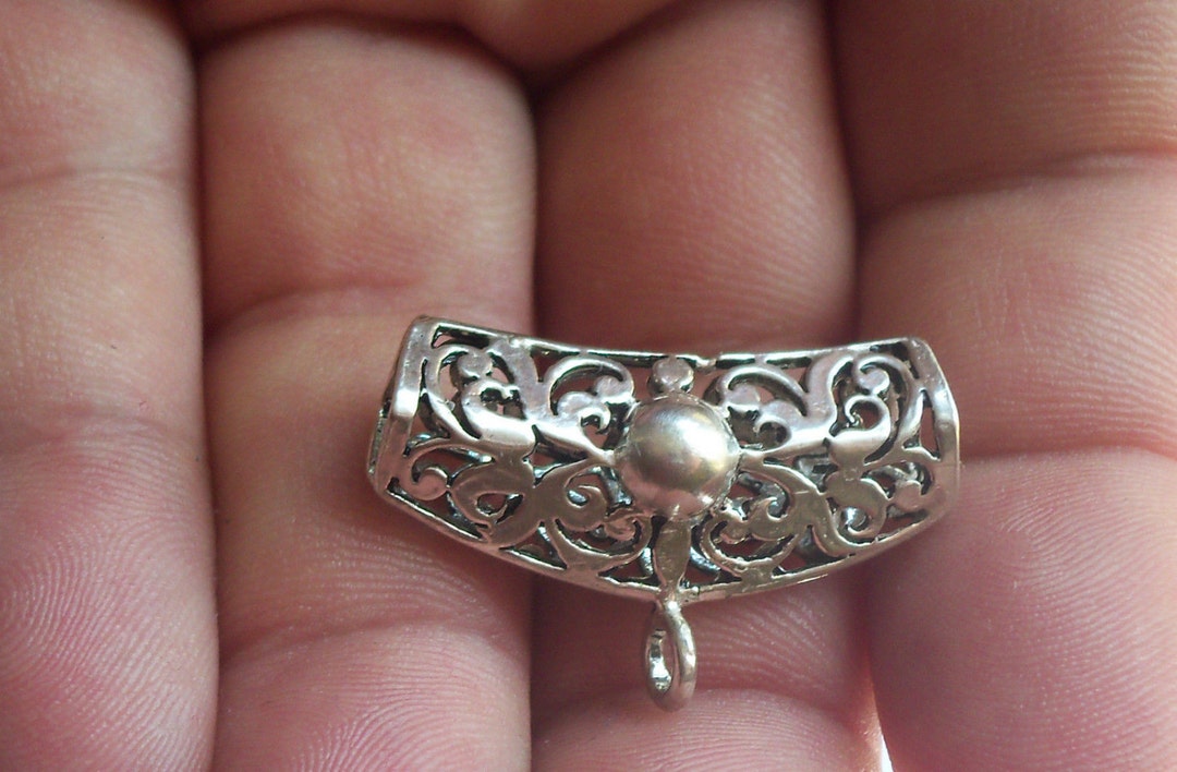Interlocking Filigree Slider 1 Sterling Silver Filigree Tube Slider Pendant Bail Beads 28 Mm Long - Etsy