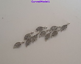 10 Sterling Silver 925 Mini Filigree Leaf Charms beads Model1, Model2