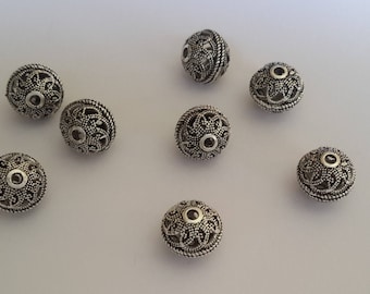 6 Sterling Zilver 925 bezaaid een van zijn soort ronde filigraan mozaïek patroon spacer kralen