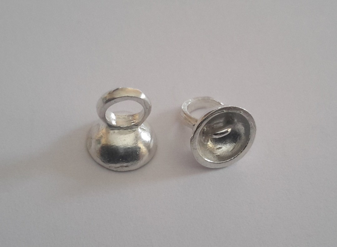 6 Sterling Silver Pearl End Cap Cup Connector Beads - Etsy