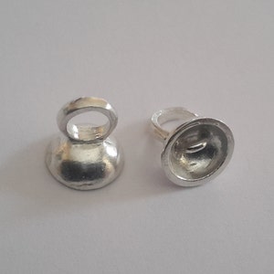 6 Sterling Silver pearl end cap cup connector beads