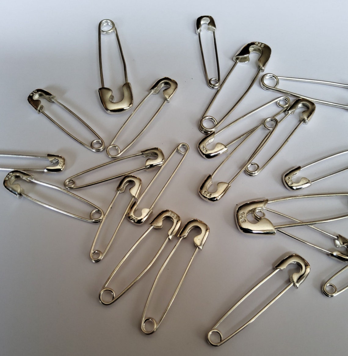 4 Solid Sterling Silver 925 Chic Safety Pin Bail Nappy Pin - Etsy