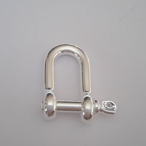 1 Solid Sterling Silver 925 Plain Shackle bracelet clasp key chain beads