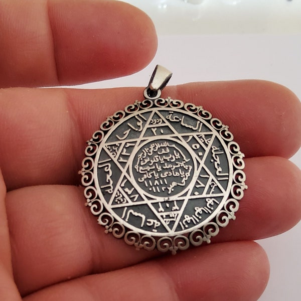 1 Argent sterling 925 Sceau de Salomon Khātam Sulaymān Sulaymān ibn Dāwūd pendentif