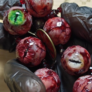 Custom Bloodshot Eye Bead Bracelet | Handcrafted Horror-Inspired Eyeball Beads | Unique Gothic Jewelry | Customizable Sizes & Colors