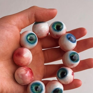 Handmade Eyeball Bracelet Blue Green Design Gothic Horror Jewelry