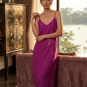 Handmade Mulberry Silk Sleep Dress: Vietnamese Two-Strap Nightwear