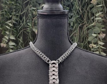 DARK RIVER - chainmail necklace- stainless steel - grunge punk goth jewelry