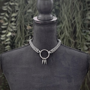 PRESTIDIGITATION - chainmail necklace- stainless steel -punk goth jewelry