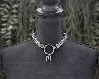 Cyber Spikes Necklace Stainless Steel, Chainmail, Chainmaille