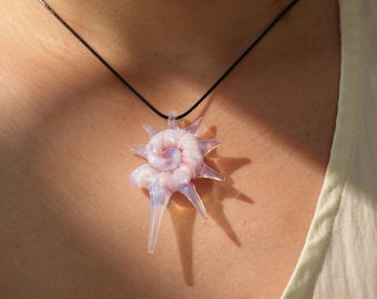 Handmade glass Sea Conch Necklace, Shell Charm pendant , Glass Conch, Glass Art Jewelry, Ocean Inspired Jewelry