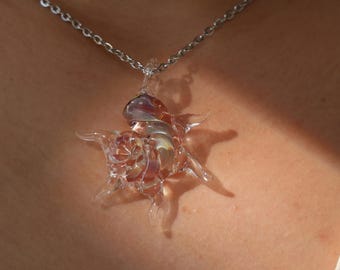 Handmade glass Sea Conch Necklace, Shell Charm pendant , Glass Conch, Glass Art Jewelry, Ocean Inspired Jewelry