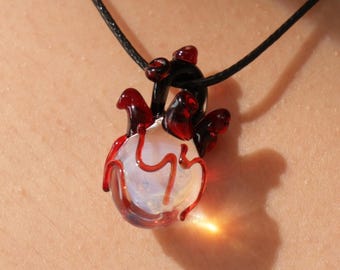 Handmade glass heart Necklace, Heart pendant , Glass gift for Heart lover, Glass Art Jewelry