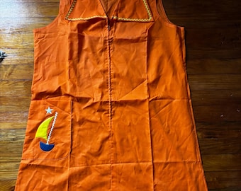 vintage Montgomery Ward robe orange poche voilier