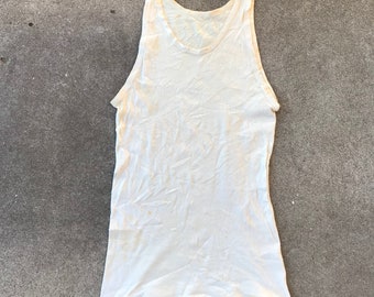 1940s White Cotton Tank Underwear Shirt