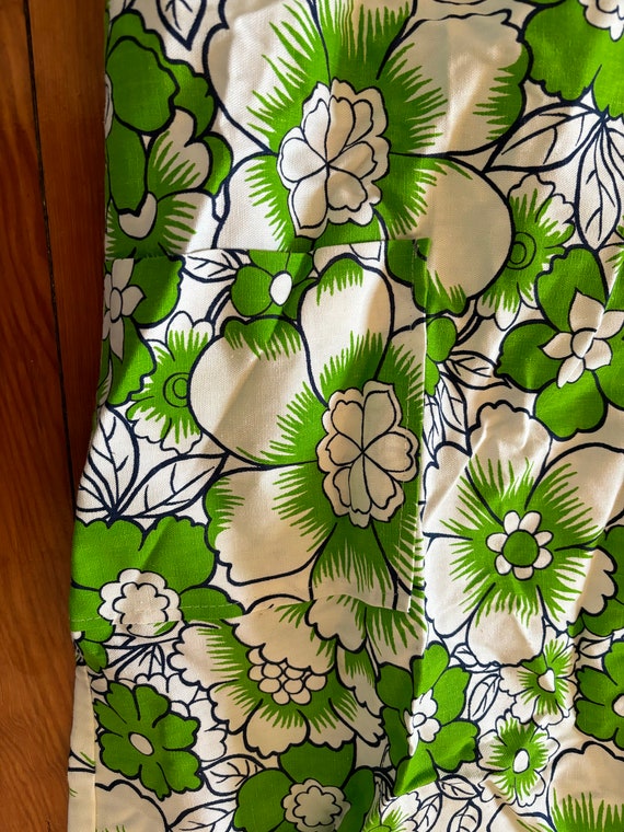 1960s Sears 100% Cotton Dress Green Floral Sleeve… - image 6