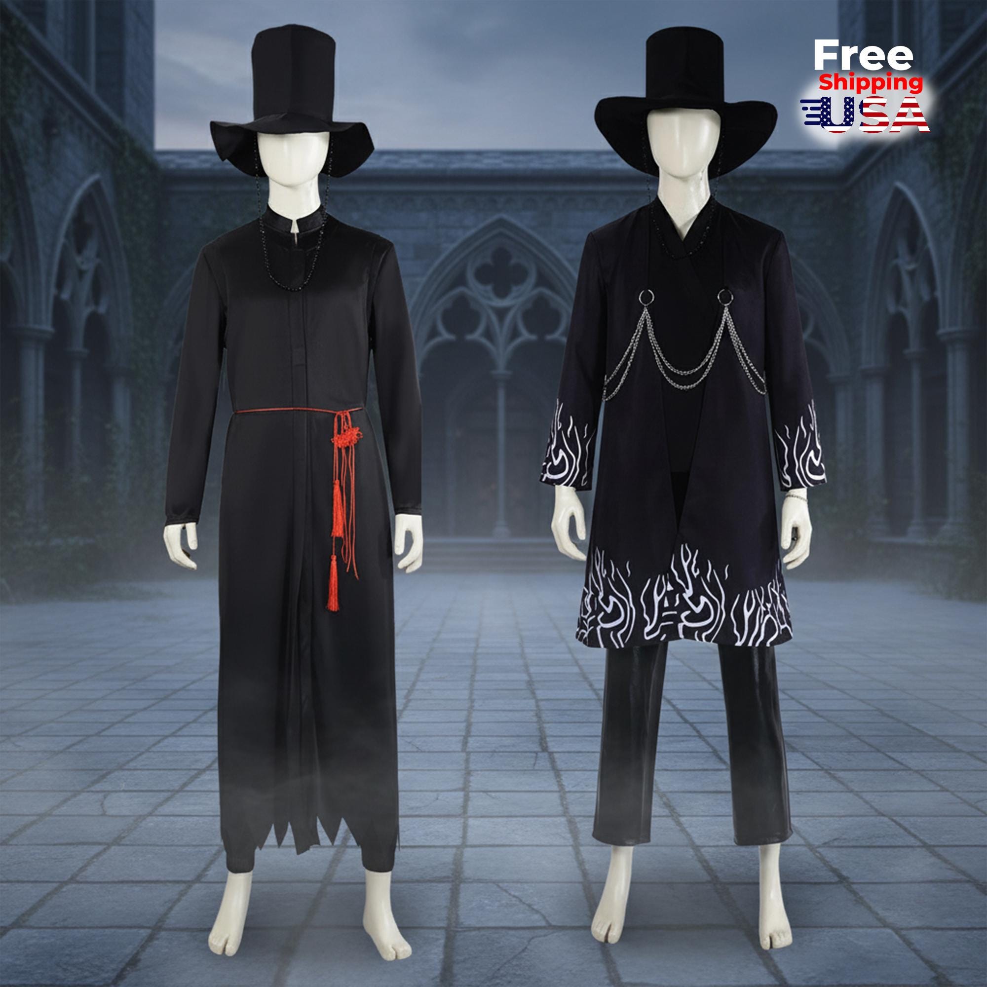 Hunters Cosplay Kostüm Saja Jinu - Kpop Bösewicht Outfit Mit Robe & Hut