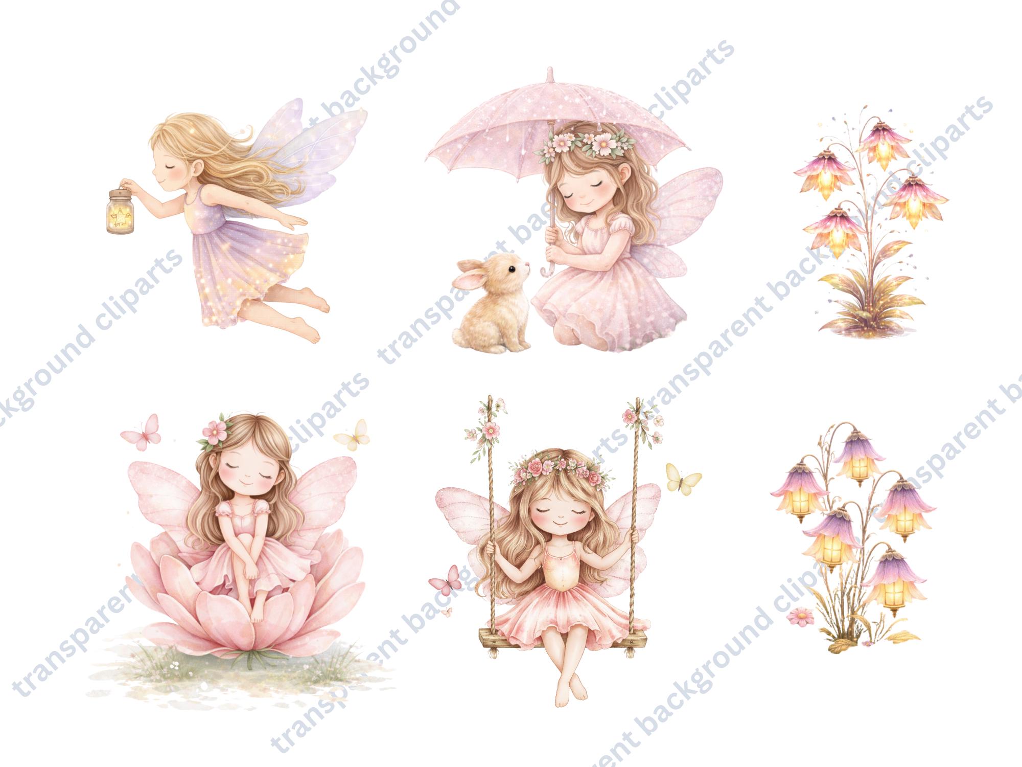 Fairy Clipart Bundle PNG | Watercolor Fairy Clipart | Baby Girl Fairy ...