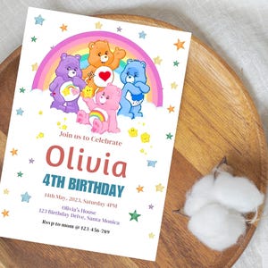 Invitación de cumpleaños de los Osos Cariñositos, invitación imprimible y editable para fiesta de cumpleaños, plantilla digital de invitación para fiesta, tarjeta de invitación de los Osos Cariñositos