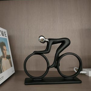 Modern Abstract Cyclist Statue, Minimalist Bicycle Sculpture, Contemporary Office Desk Decor, Inspirational Art Gift for Cyclist or Athlete